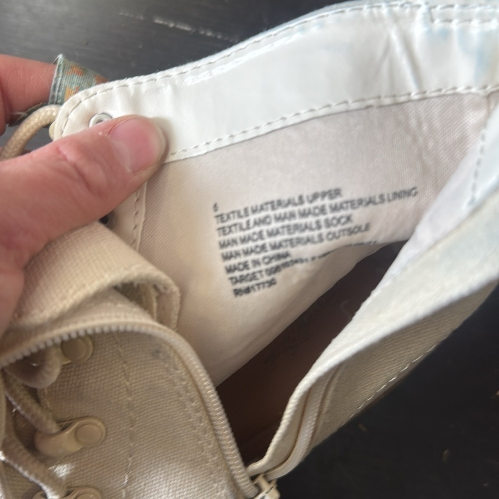 Canvas Lace-Up Boots - Cream - Picture 3 of 5